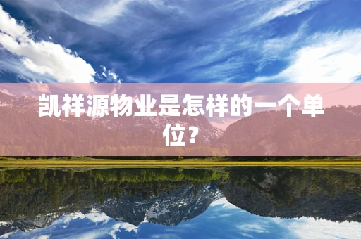 凯祥源物业是怎样的一个单位？