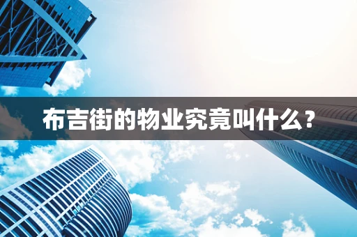 布吉街的物业究竟叫什么？