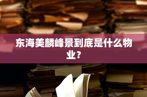 东海美麟峰景到底是什么物业？