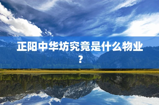 正阳中华坊究竟是什么物业？