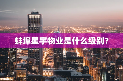 蚌埠星宇物业是什么级别？