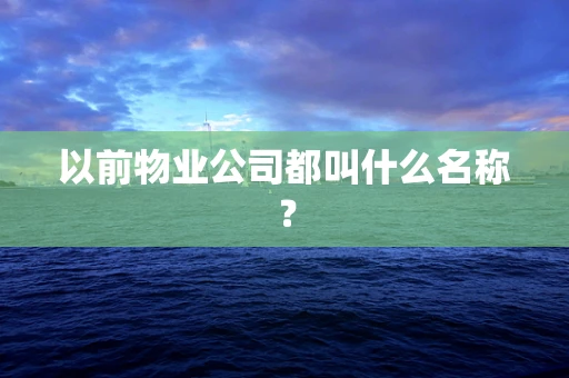 以前物业公司都叫什么名称？